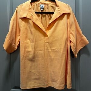 Worthington Size 0X Peach Pullover V-Neck Blouse NWT